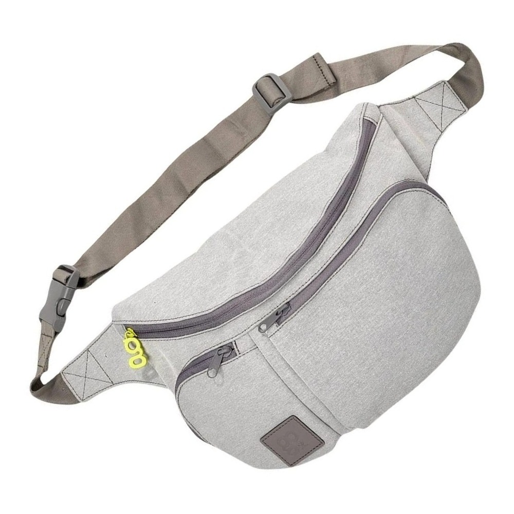 Go by Goldbug Heather Gray Canvas Fanny Pack Waist Bag Neon Yellow Accents